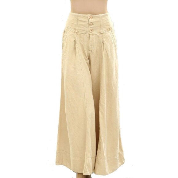 Free People Cream Wide Leg Pants - Picture 6 of 11